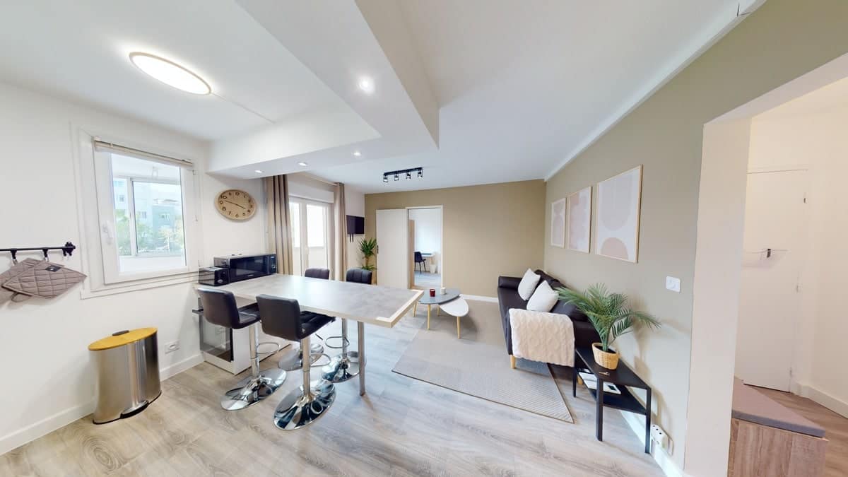Séjour rénové — colocation Alama, Montpellier